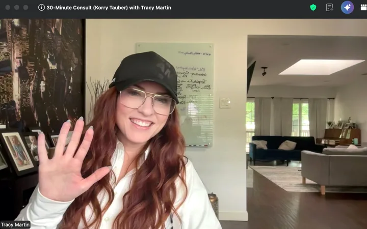Tracy Martin on screen during a 30-minute video consultation